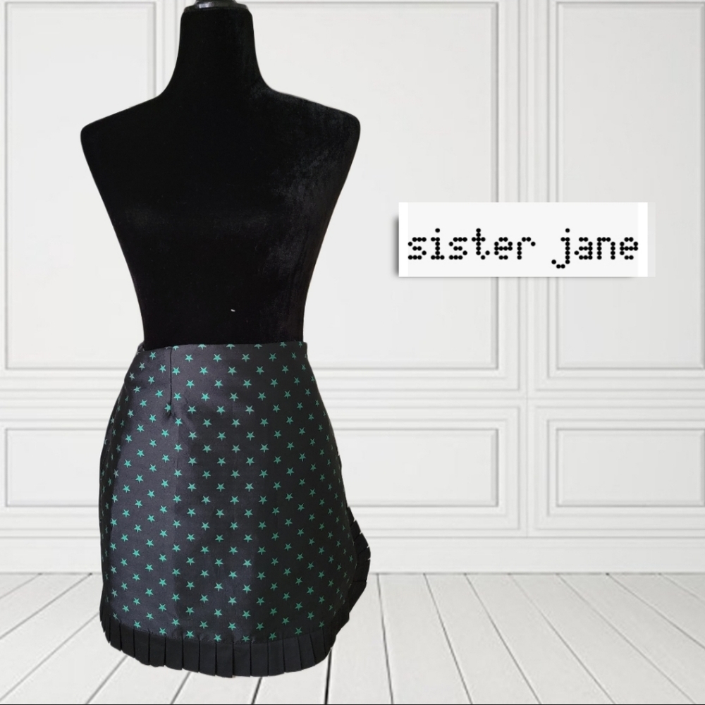 Sister Jane Wrap Front Mini Skirt In Embroidered Star